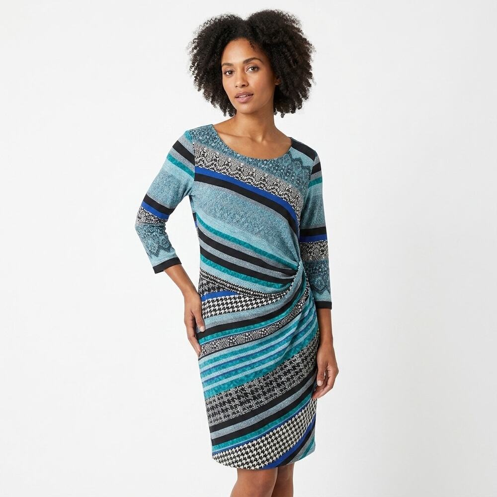 Gabby Skye Multicolor Shift Knee Length Dress Women Size 24W